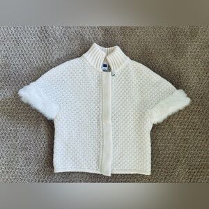 Janie and Jack Ivory Knit Turtleneck Sweater with Faux Fur Trim